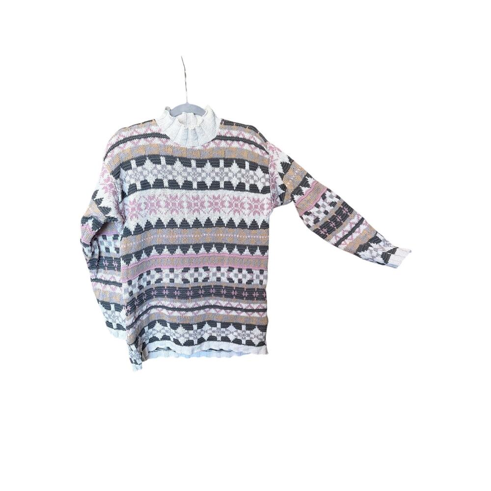 Vintage L.L Bean women’s 100% cotton knit sweater fair isle small USA made